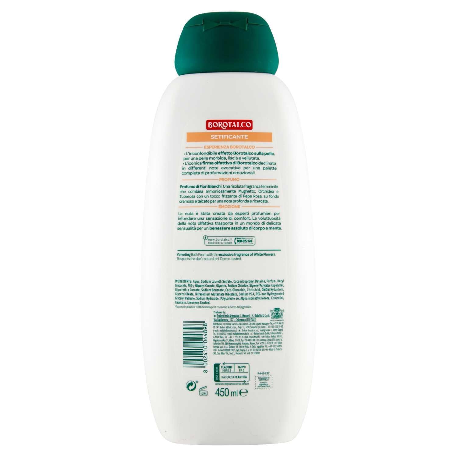 Гель для душу Borotalco Bagnoschiuma Setificante з ароматом білих квітів 24 x 450 мл, фото №2