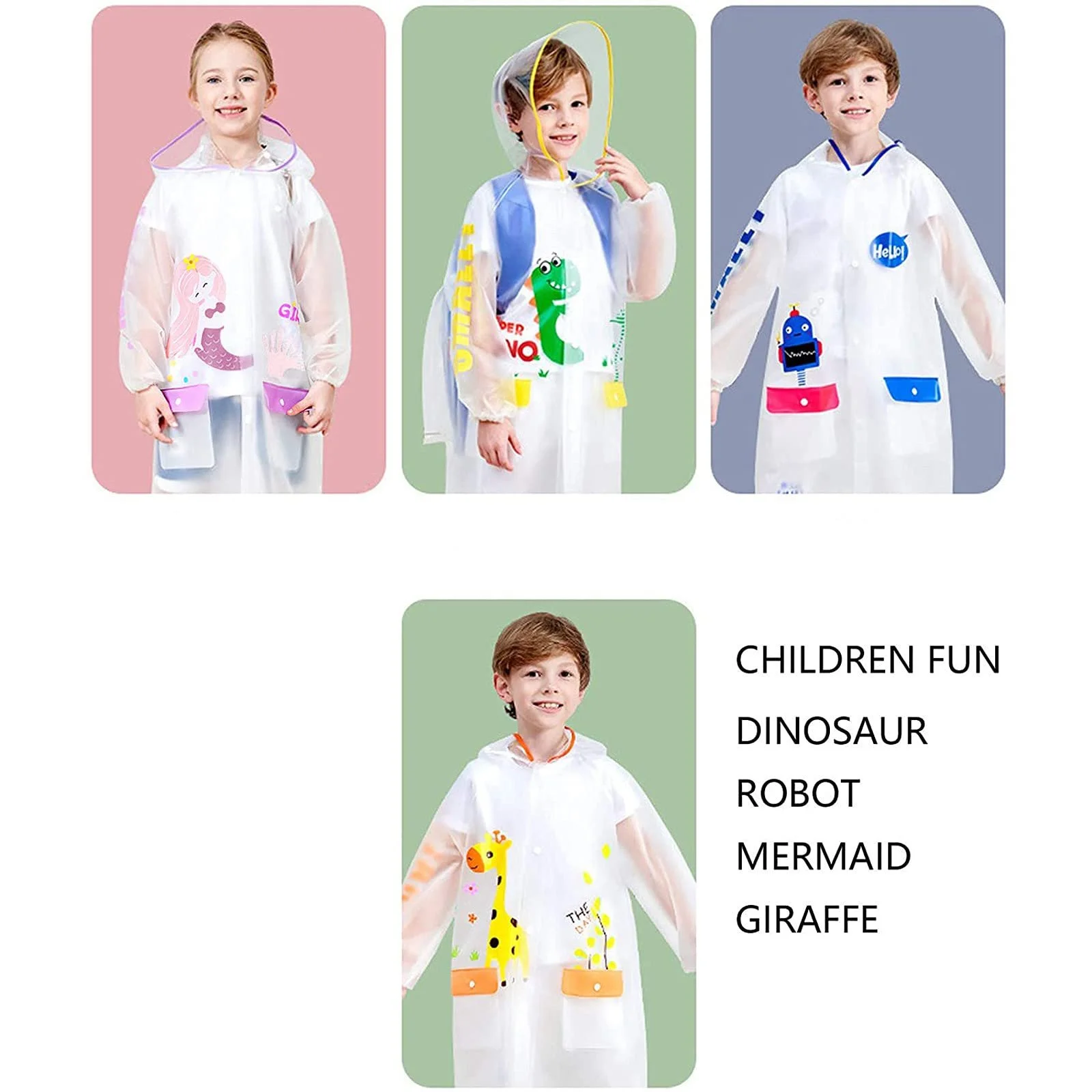 Дитячий водонепроникний дощовий плащ-пончо, фото №4