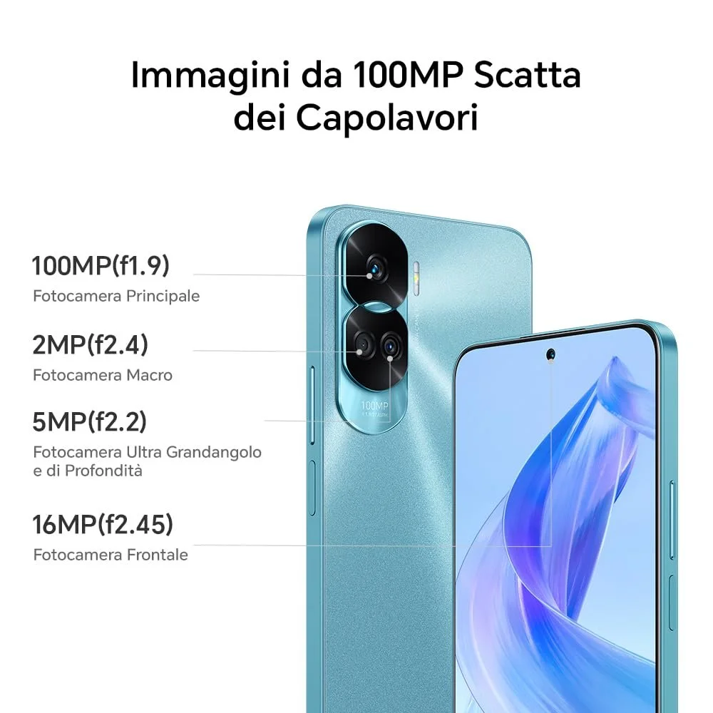 Смартфон HONOR 90 Lite 5G 8 GB 256 GB 6.7" 90 Hz 100 MP 4500 mAh Dual SIM Android 13 Cyan Lake, фото №4