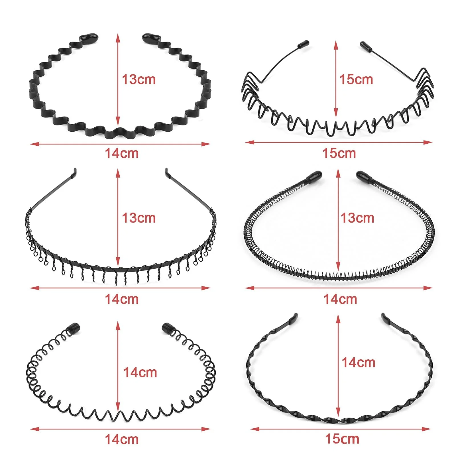 Обруч URAQT Металевий Унісекс Пружинна Хвилястий Чорний, фото №2 Обруч URAQT Металевий Унісекс Пружинна Хвилястий Чорний, фото №2