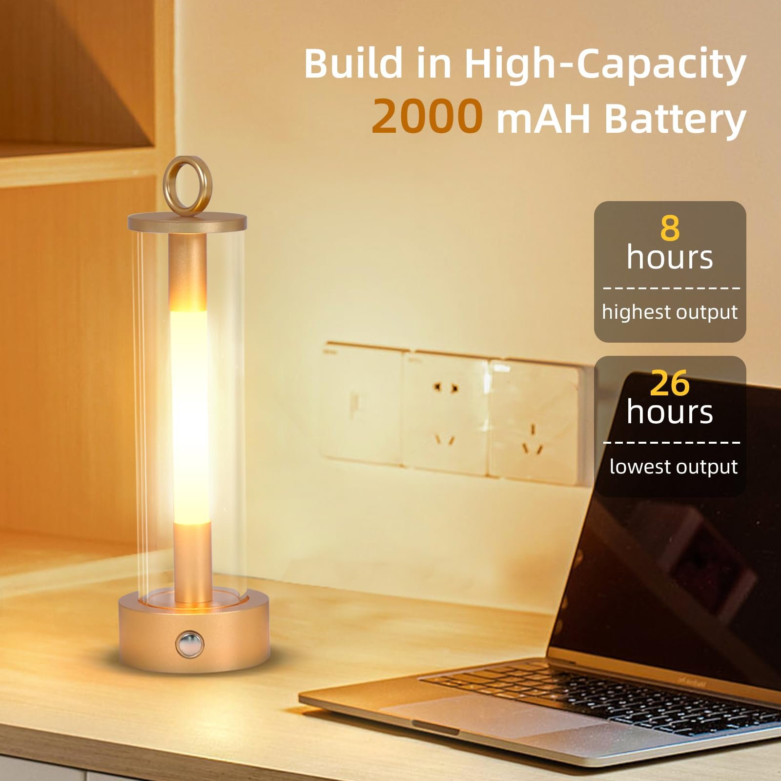 Настільна лампа Акумуляторна LED Сенсорна Регульована яскравість IP54 Переносна, фото №2