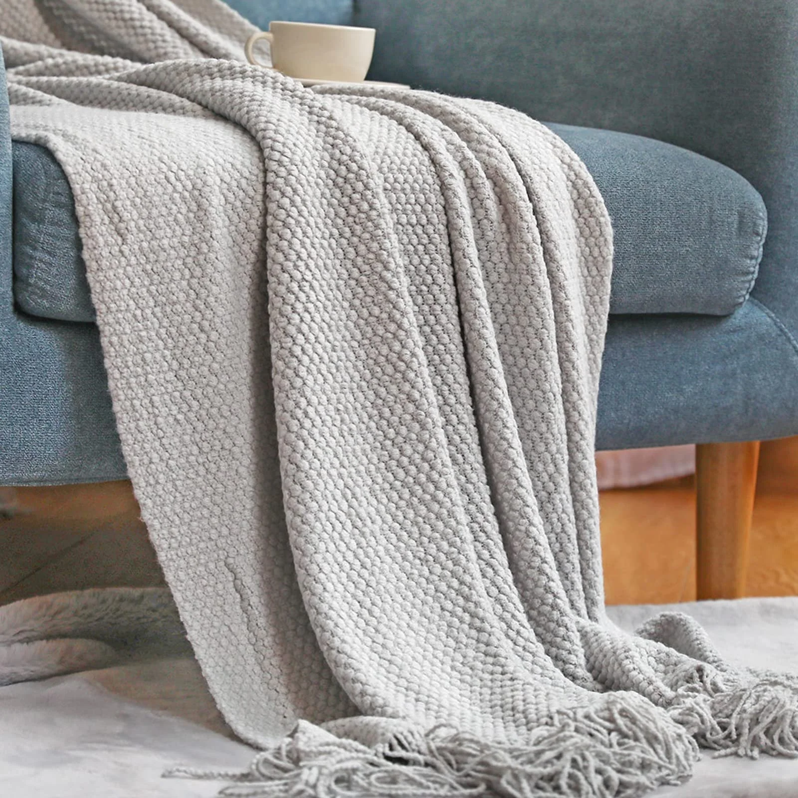 В'язаний Плед LumiSyne Однотонний Плед для Обіймів, фото №1