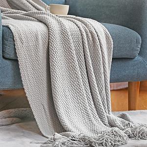 Вязаное Одеяло LumiSyne Однотонная Ананасовая Сетка Уютное Одеяло Вязаное Одеяло Покрывало на Кровать Декоративное Одеяло на Диван Кровать 230 x 130 см - Фото 1