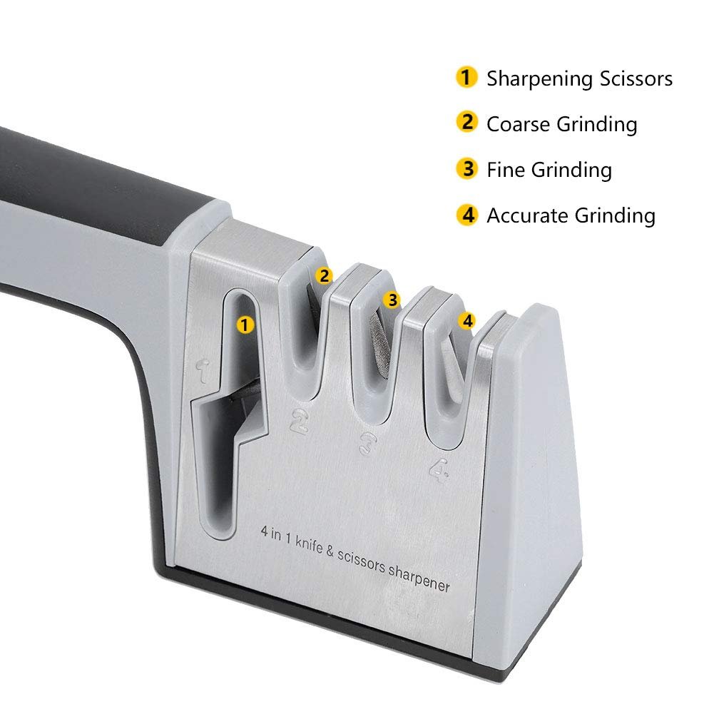 Точилка для кухонных ножей и ножниц 4-этапная домашняя, фото №2