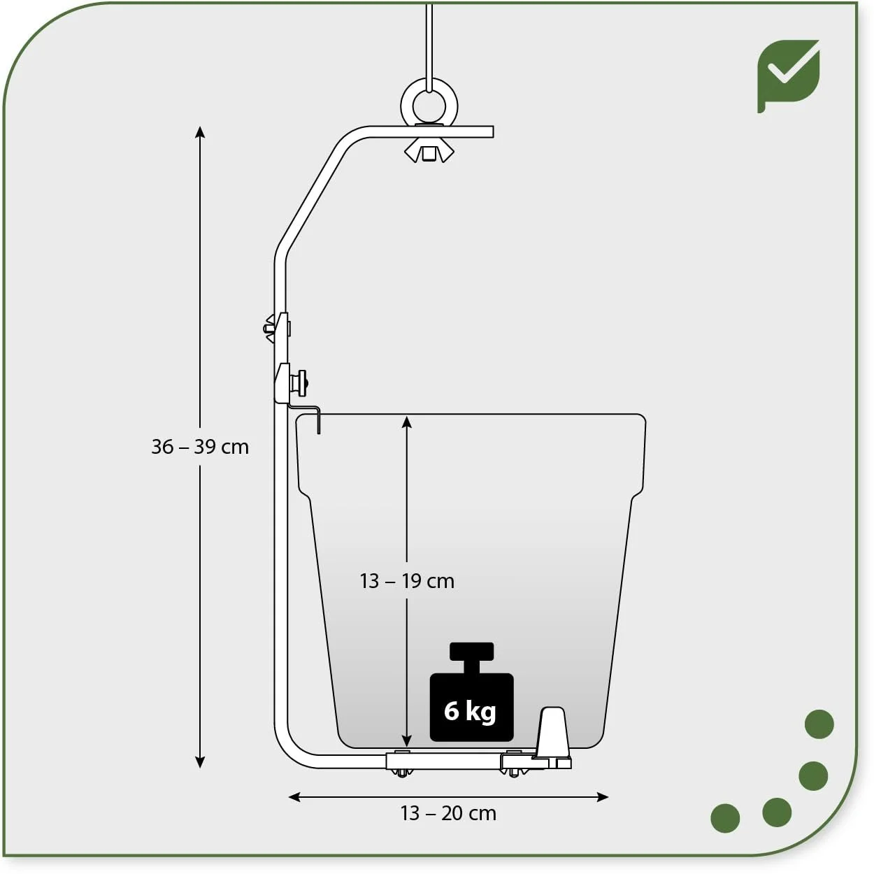 Тримач для підвісного квіткового горщика з нержавіючої сталі до 6 кг, фото №4 Тримач для підвісного квіткового горщика з нержавіючої сталі до 6 кг, фото №4