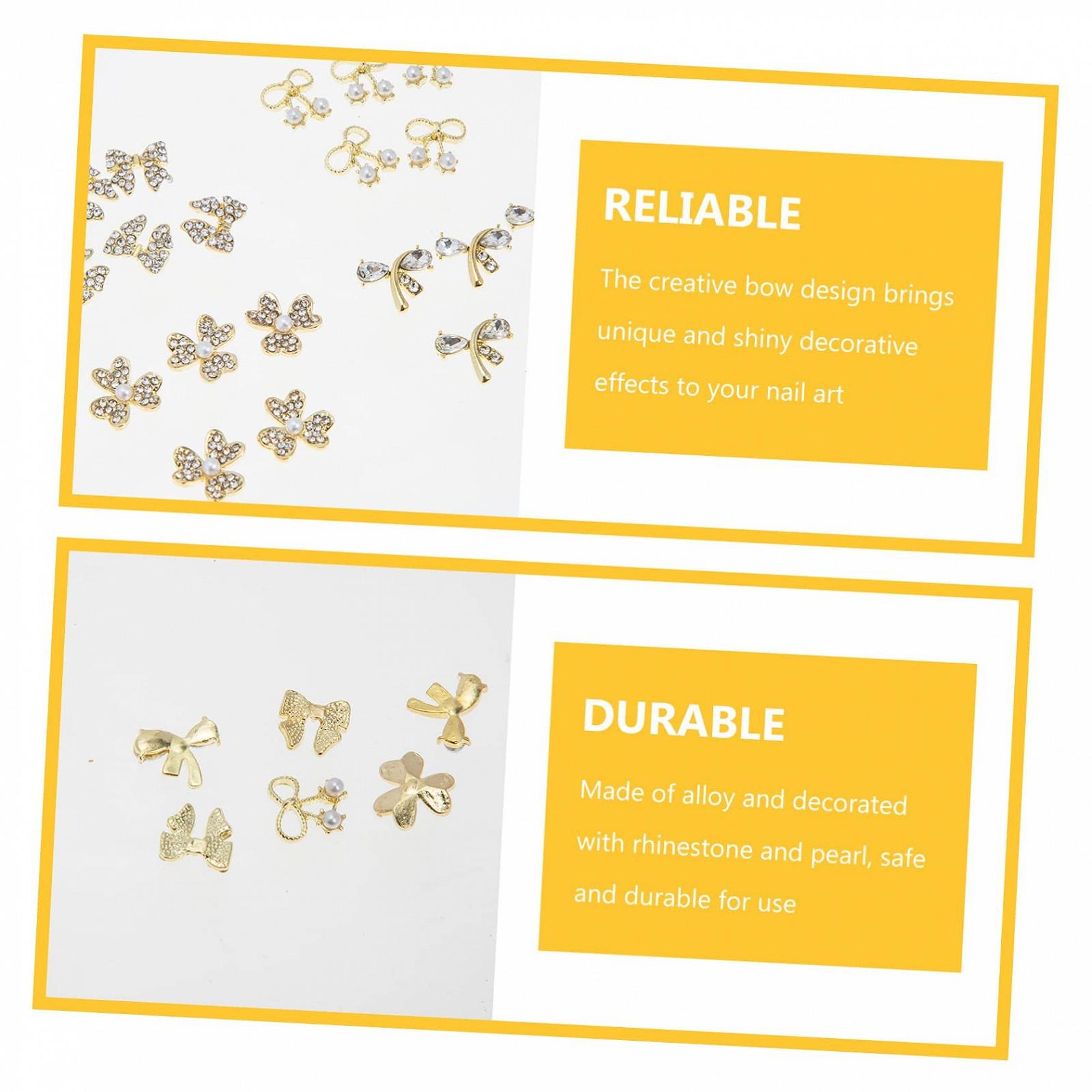 Підвіска для нігтів MERRYHAPY 3D, бантик, хрест, золотий сплав, фото №2