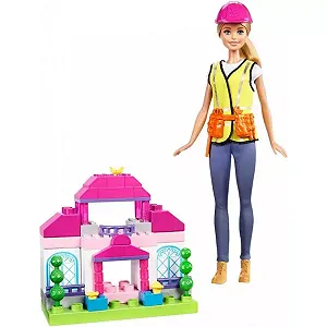 Набір ляльок Барбі Будівельник + конструктор Mega Bloks Барбі FCP76 Mattel - Фото 1