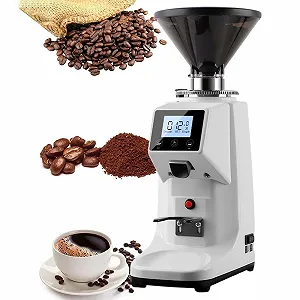 Профессиональная кофемолка с плоскими жерновами 60 мм 19 настроек помола + цифровой таймер | Идеально подходит для эспрессо, фильтр-кофе и колд брю, 250 Вт, 500 мл Белый - Фото 1