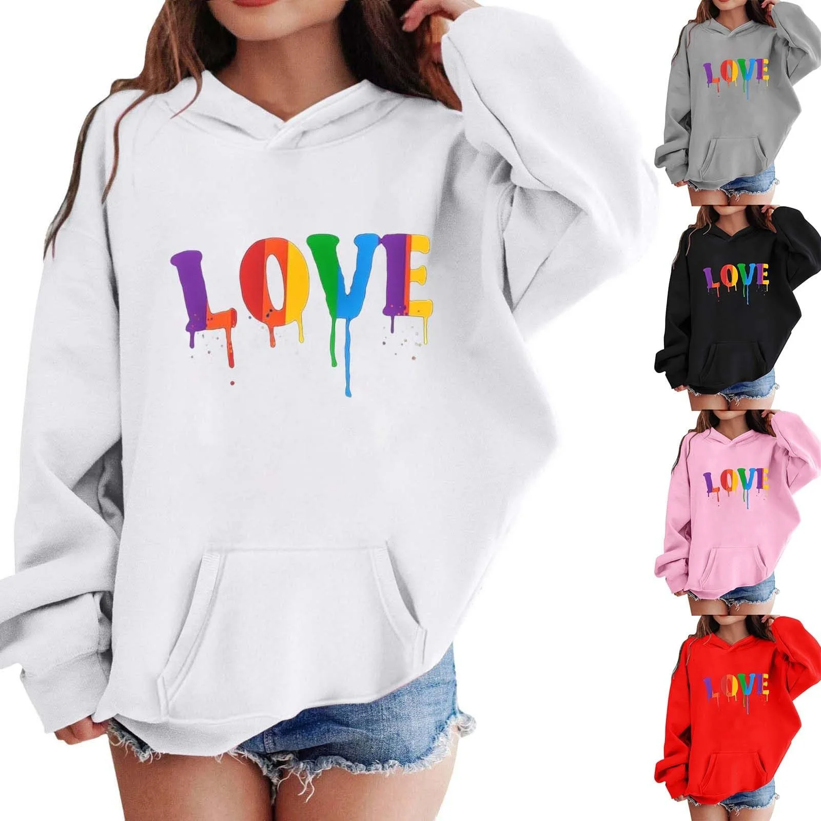 Худи Generisch Однотонный С капюшоном и карманом кенгуру Хлопок Розовый, размер 110-160 см, фото №1