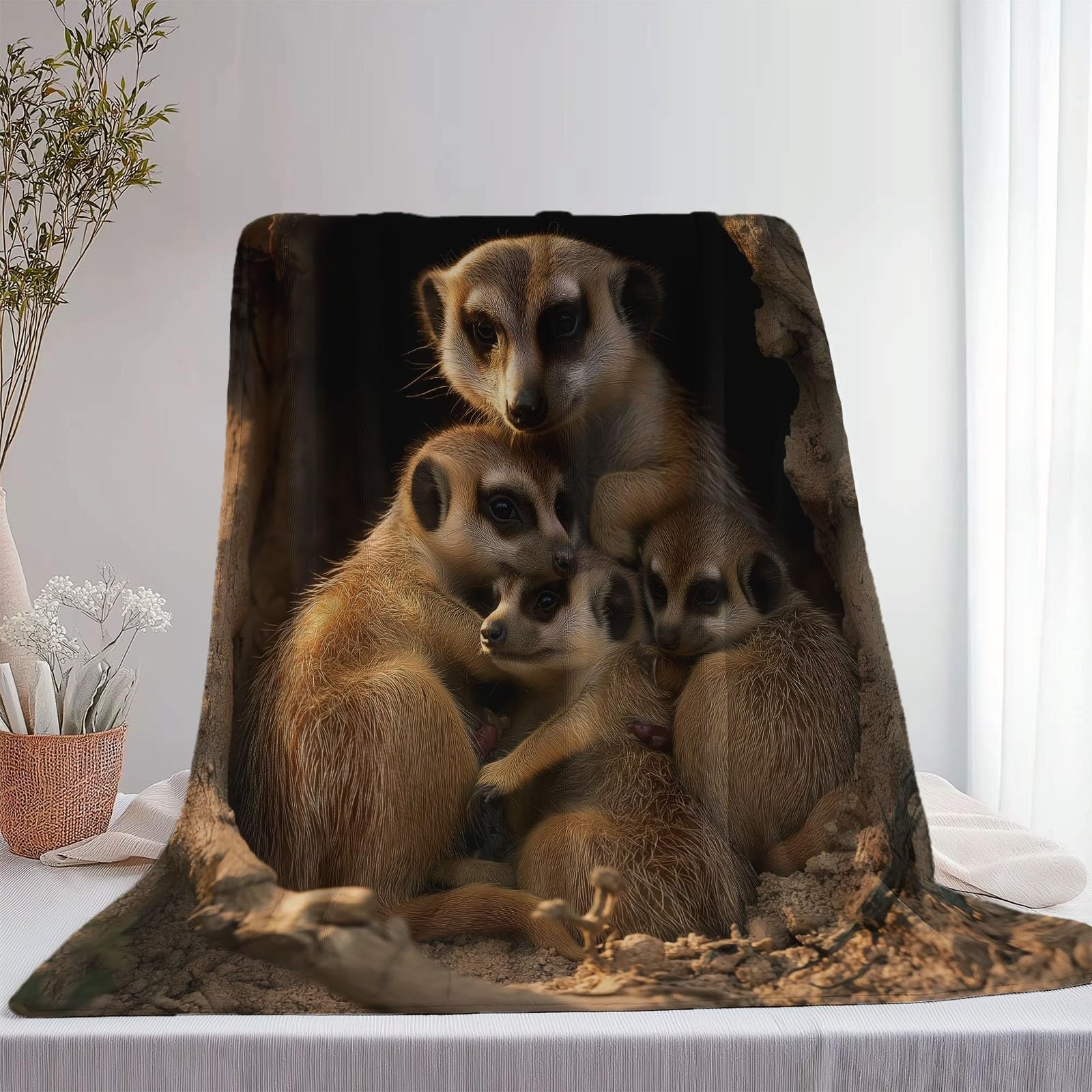 Плед Мягкий и теплый 3D Фотография природы Животное Суррикат 130 x 150 см Коричневый, фото №3 Плед Мягкий и теплый 3D Фотография природы Животное Суррикат 130 x 150 см Коричневый, фото №3