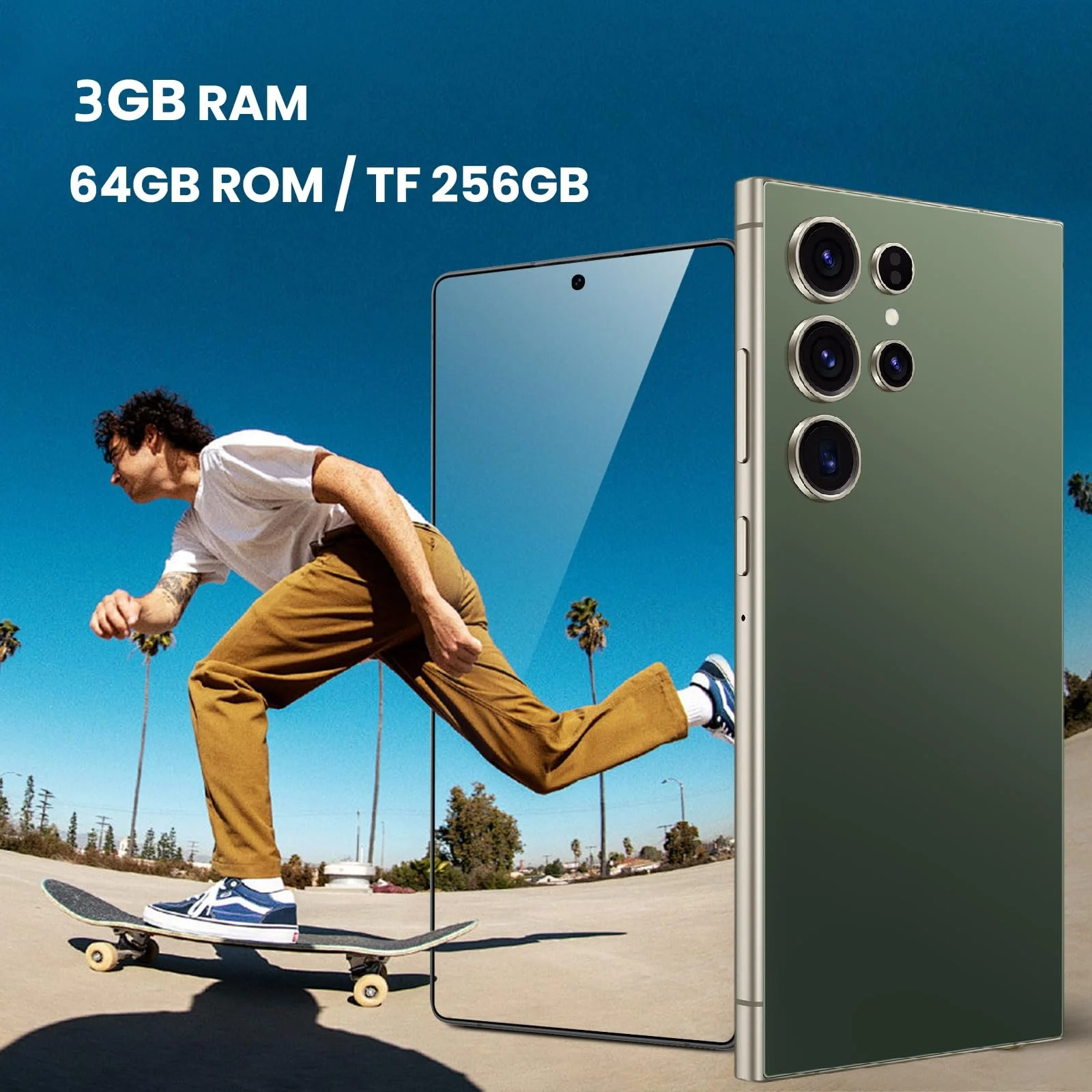 Смартфон 4Green 6.75 дюймов 3GB RAM + 64GB ROM 4G LTE 5MP + 16MP Dual SIM Metal Frame Черный, фото №4