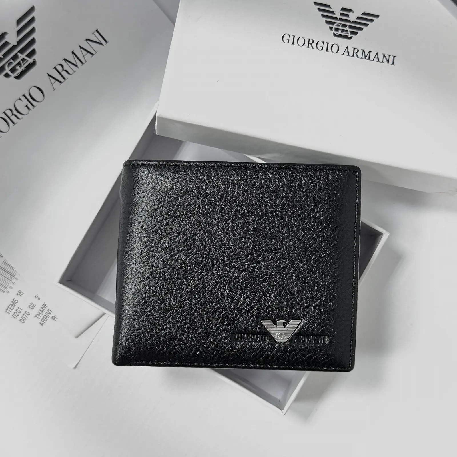 Чоловічий гаманець на магніті шкіряний брендовий Armani у подарунковій упаковці, фото №1