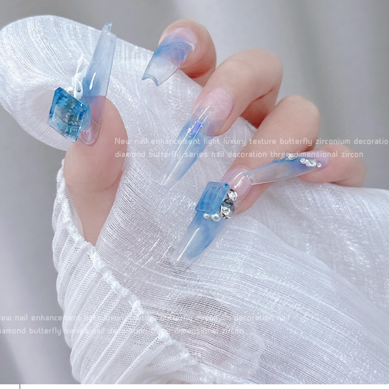 Прямокутні Наклейки для нігтів кристали 10 шт, фото №5