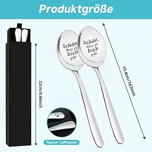 Набір з 2 кавових ложок з гравіюванням Sch You00f6n, Dass Es Dich Gibt synthetic.ua - Фото 1