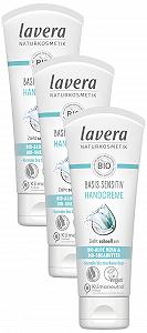 Крем для рук lavera Basis Sensitiv з органічним алое вера та органічною олією ши тривале зволоження (3 x 75 мл) - Фото 1