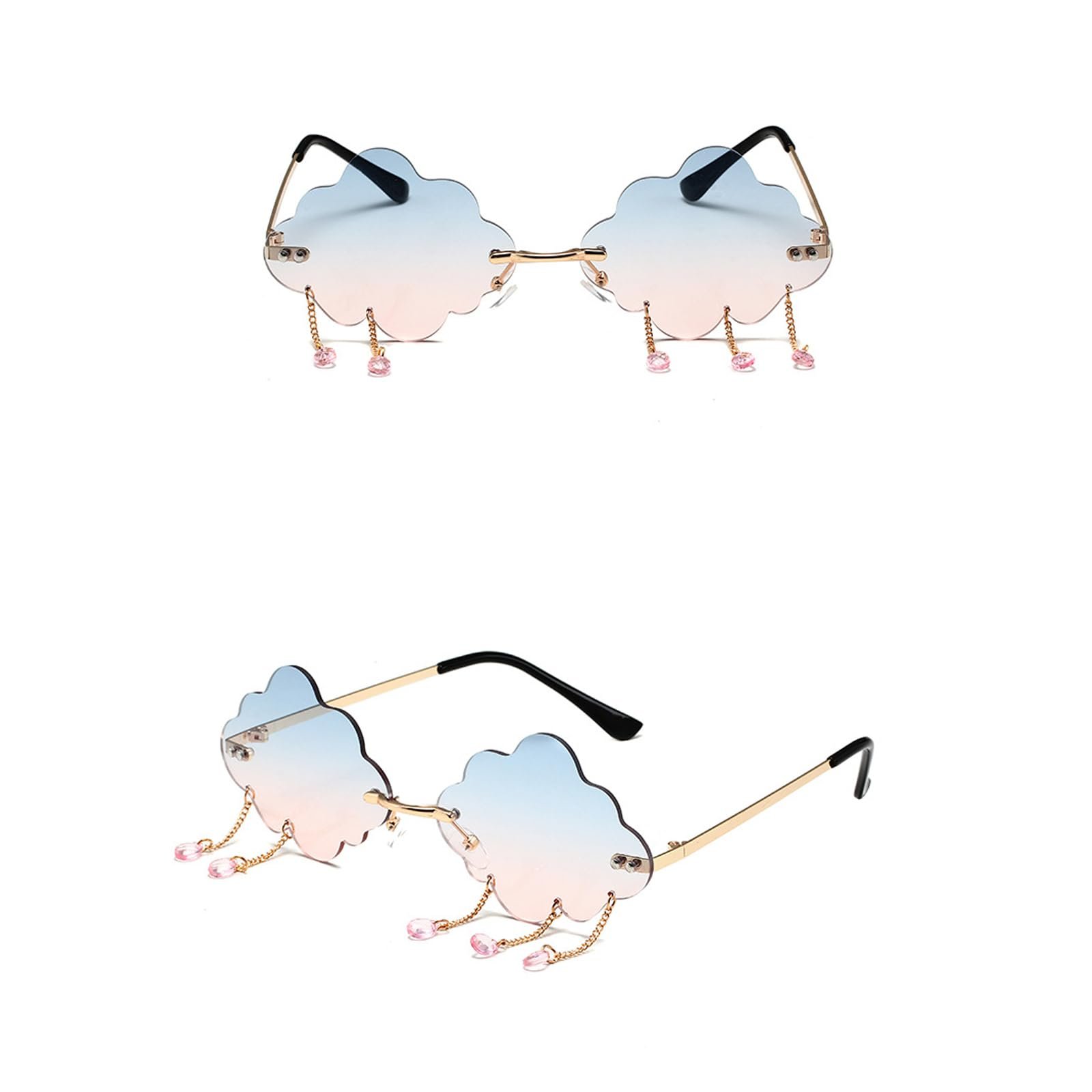 Сонцезахисні окуляри CTForest Без оправи Золотий, синьо-рожевий (2 шт), фото №3