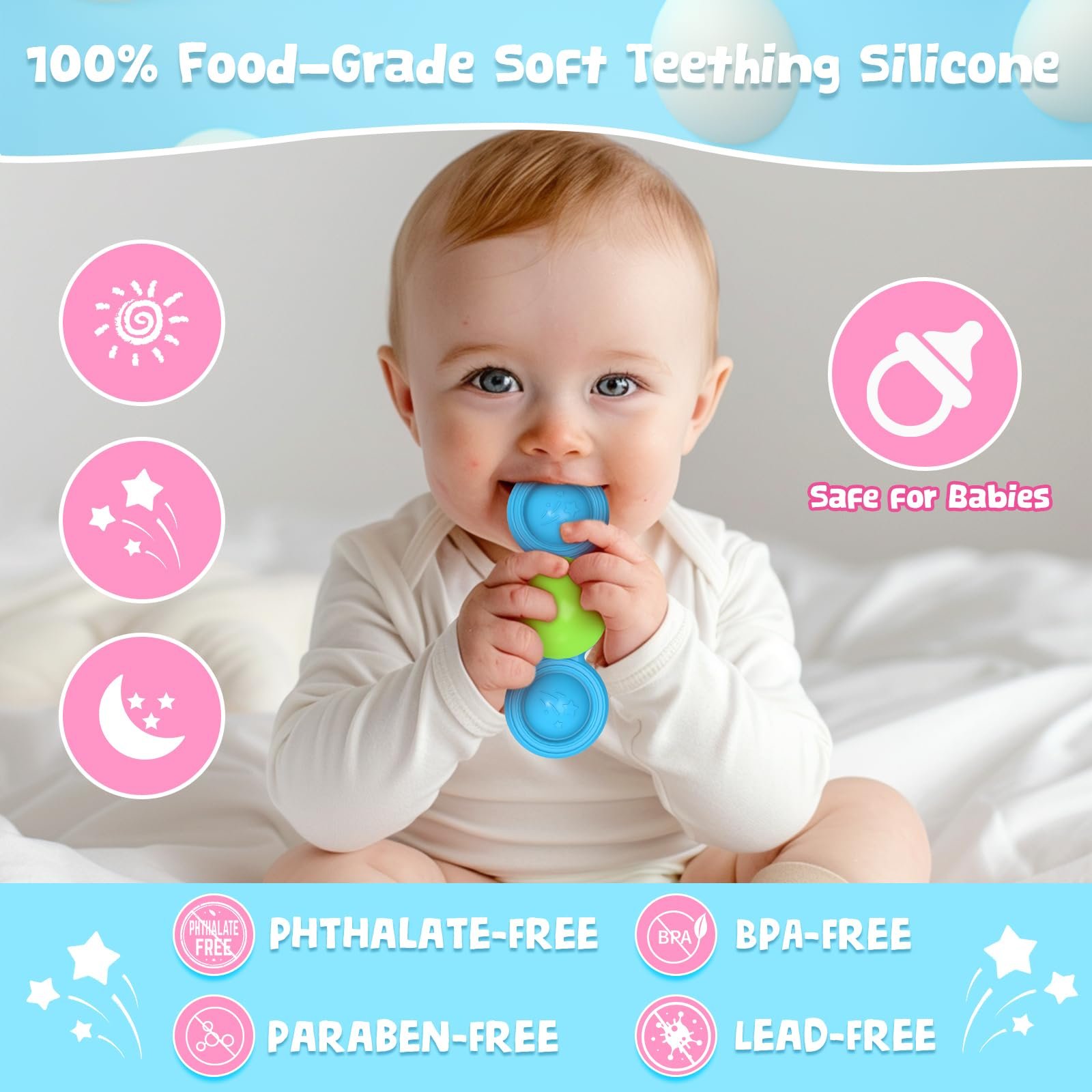 Игрушка на присосках для малышей 3 шт Сенсорная, фото №3