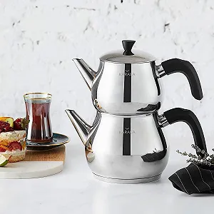 Набір Турецький Чайник-заварник Karaca Kayra Чорний, 1 Літр та 1.75 Літра synthetic.ua - Фото 1