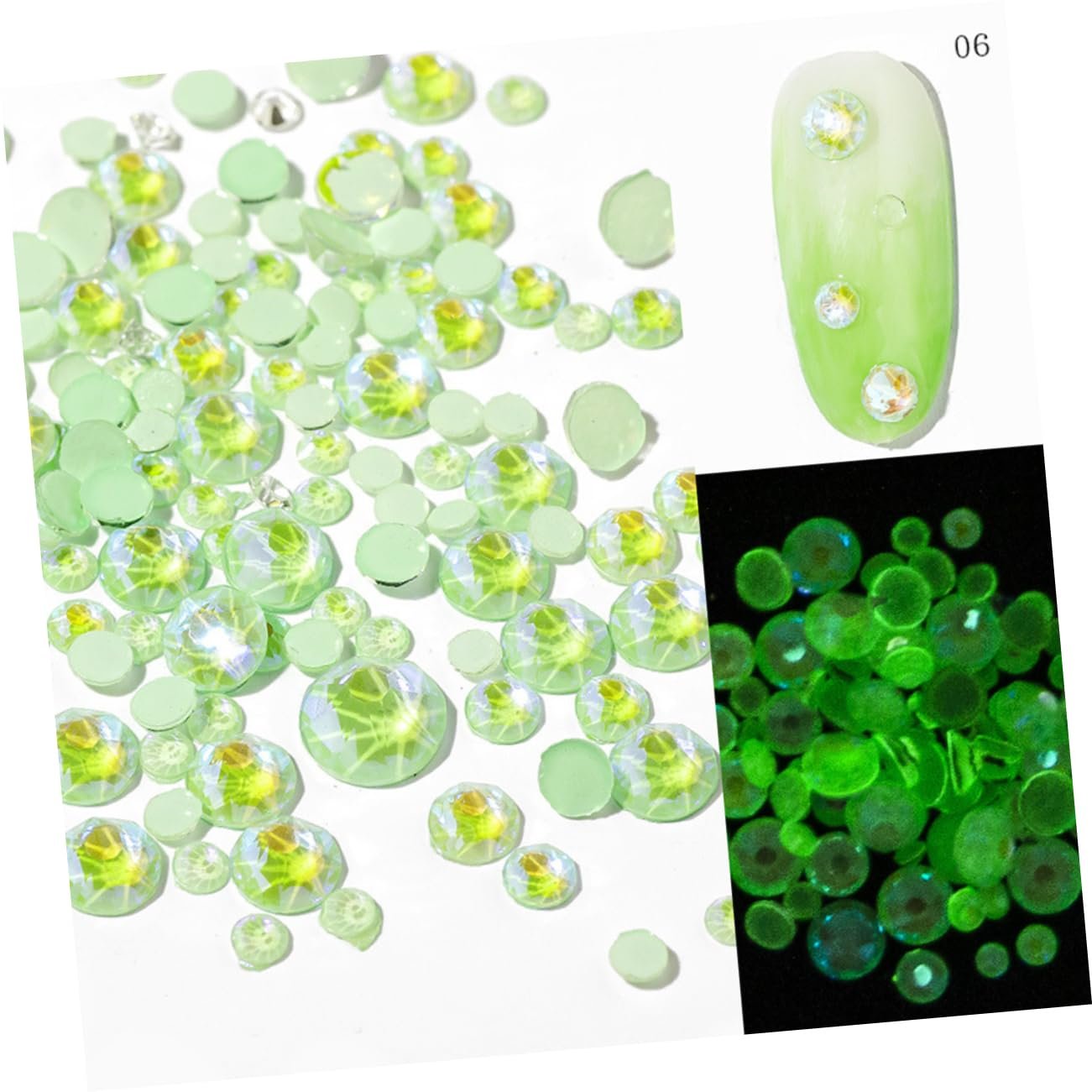 Каміння 6taschen Флуоресцентні Камінці для дизайну нігтів Смоляні, фото №2
