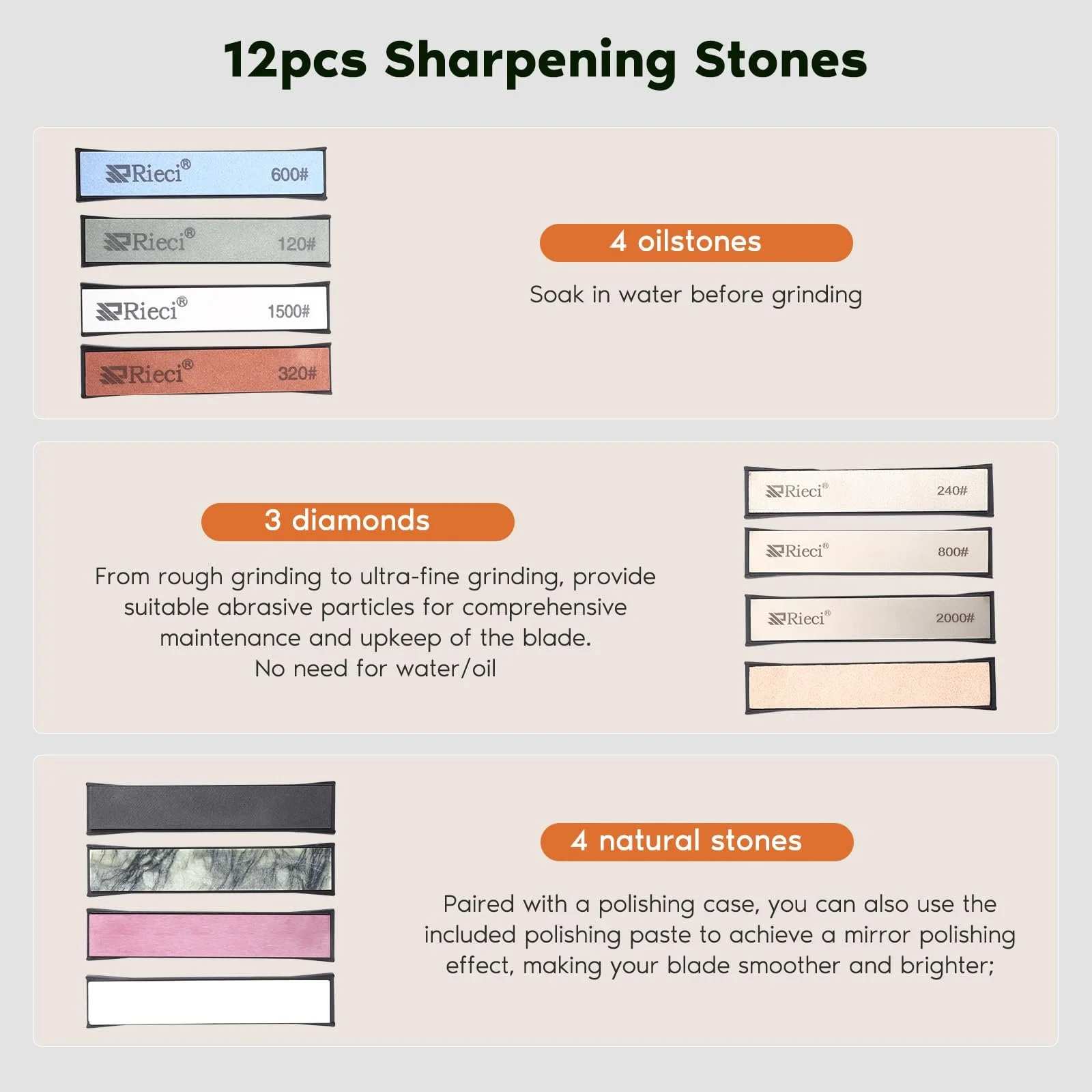 Точилка для ножів прецизійна з кутом 15-30° портативний набір 12 каменів, фото №4