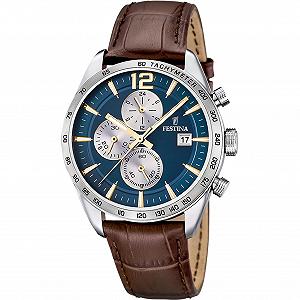 Годинник Festina F16760/7 Кварцовий Сріблясто-коричнево-синій synthetic.ua - Фото 1