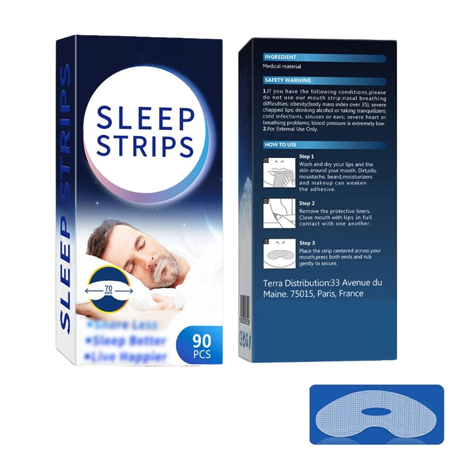 Пластирі для сну Premium, набір 90 шт, пластирі проти хропіння, фото №1