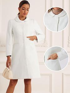 Пальто Allegra K Женское на пуговицах, с воротником, длинными рукавами, карманами, А-силуэта, повседневное, длинное, зимнее synthetic.ua - Фото 1