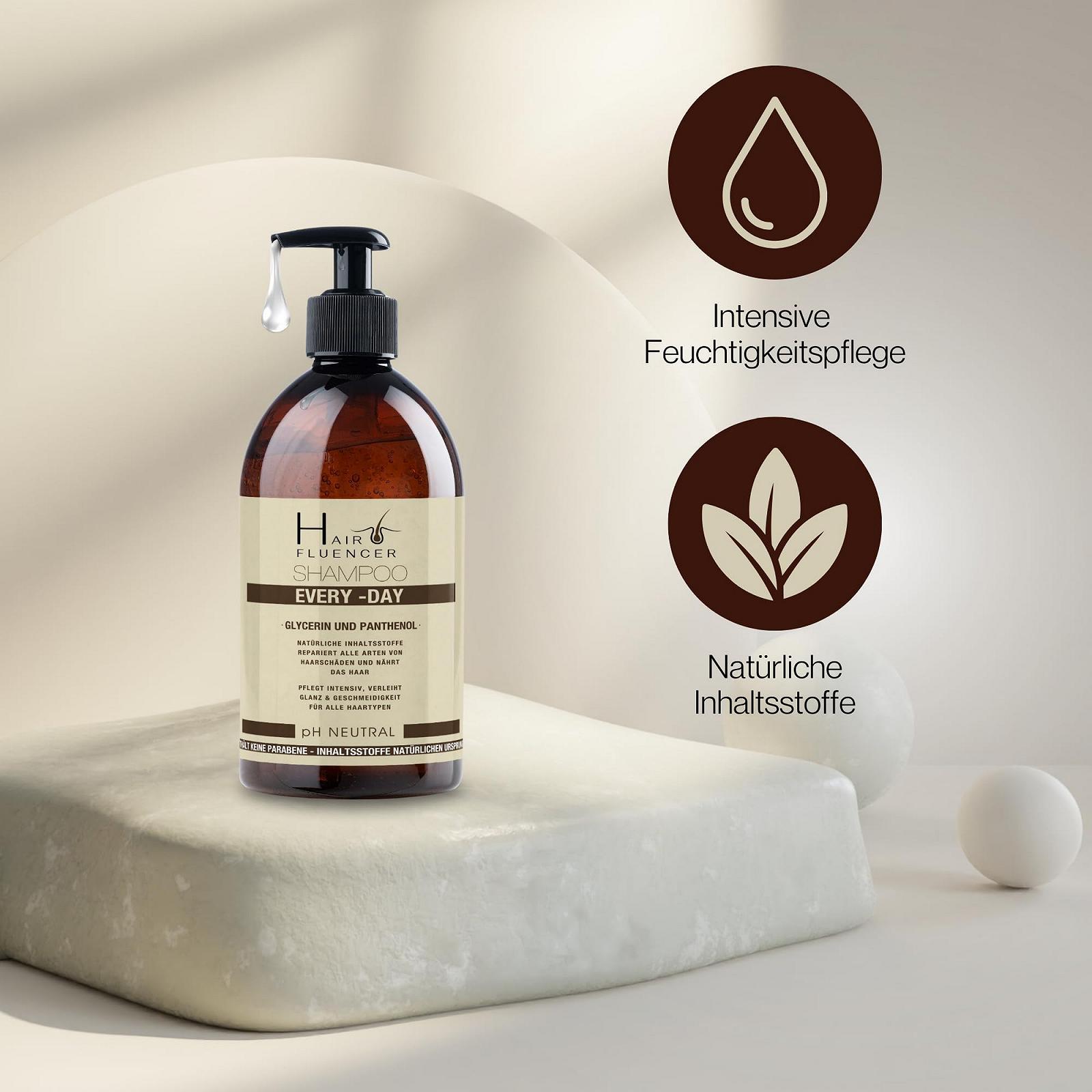 Шампунь Hairfluencer Everyday для ежедневного использования, с натуральными ингредиентами, восстанавливающий все типы повреждений волос, pH 5.5, с пантенолом и глицерином, фото №6