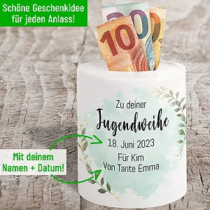 Скарбничка Zu deiner Jugendweihe керамічна персоналізована малюнок по колу synthetic.ua - Фото 1