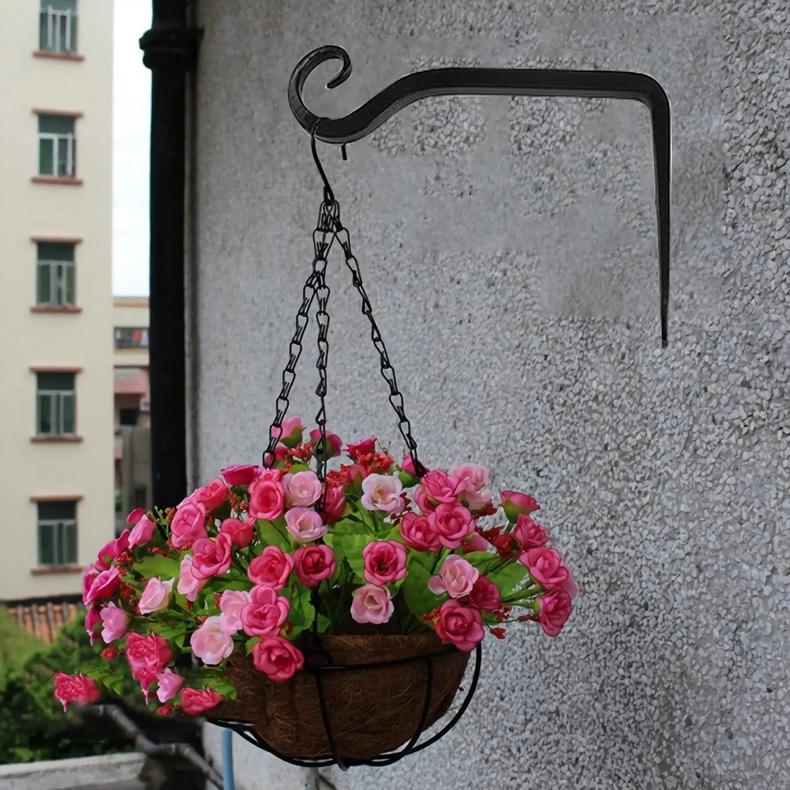 Кронштейн для підвісного кошика Подовжена версія Набір 2 шт. 15 x 10 см Залізний Чорний, фото №4