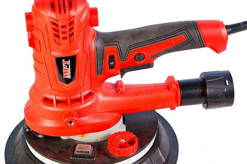 Шліфмашина для стін і стелі MPT 850 Вт 1400-2700 об/хв Ø180 мм діодне підсвічування аксесуари 6 шт MDS1853B, фото №6