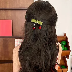 Заколки для волос с вишневым бантом, Заколки-крокодильчики с бантом, милые Заколки-крокодильчики для маленьких девочек, 2 шт., Аксессуары для волос с хвостиком, Заколки для волос synthetic.ua - Фото 1