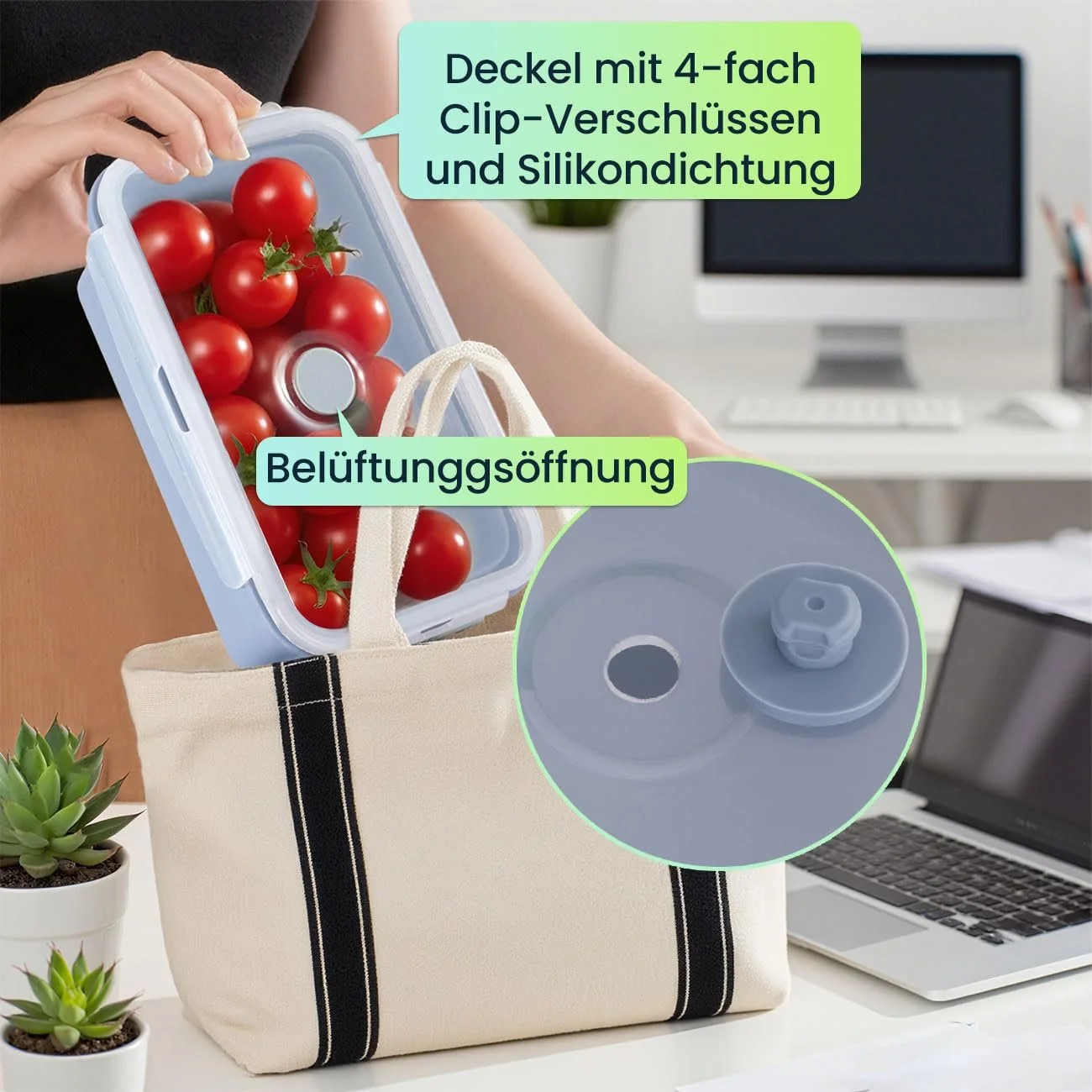 Набір силіконових контейнерів для їжі ideoon 4 шт. складні BPA-Free, фото №4