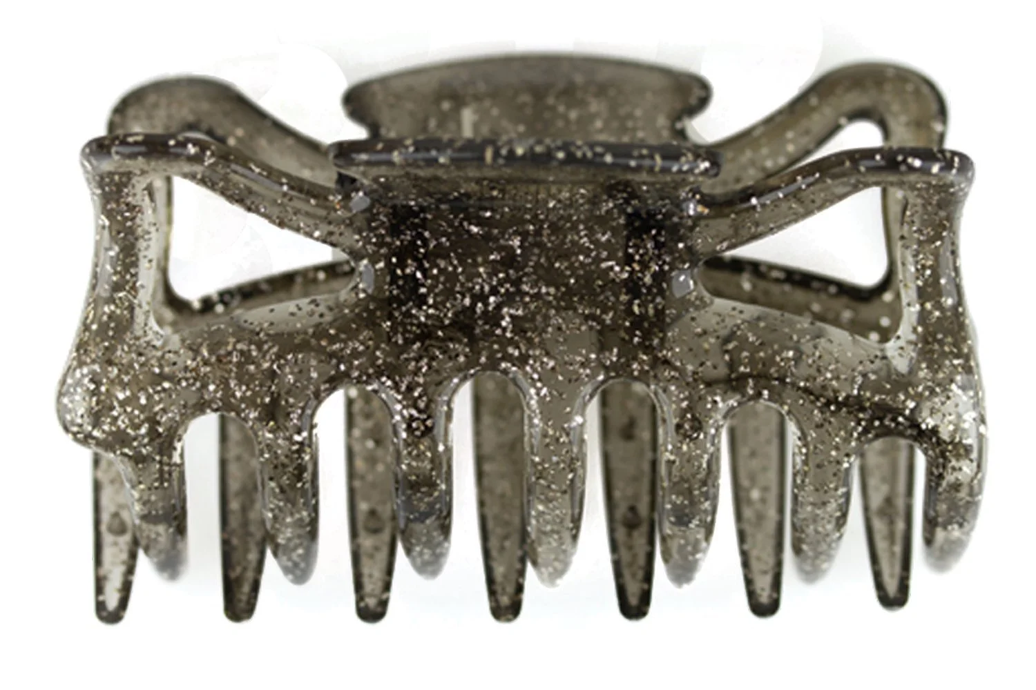 Заколка для волос WeLoveBeads большая Приблизительно 9 см Дымчато-серая с серебрянными блестками, фото №1