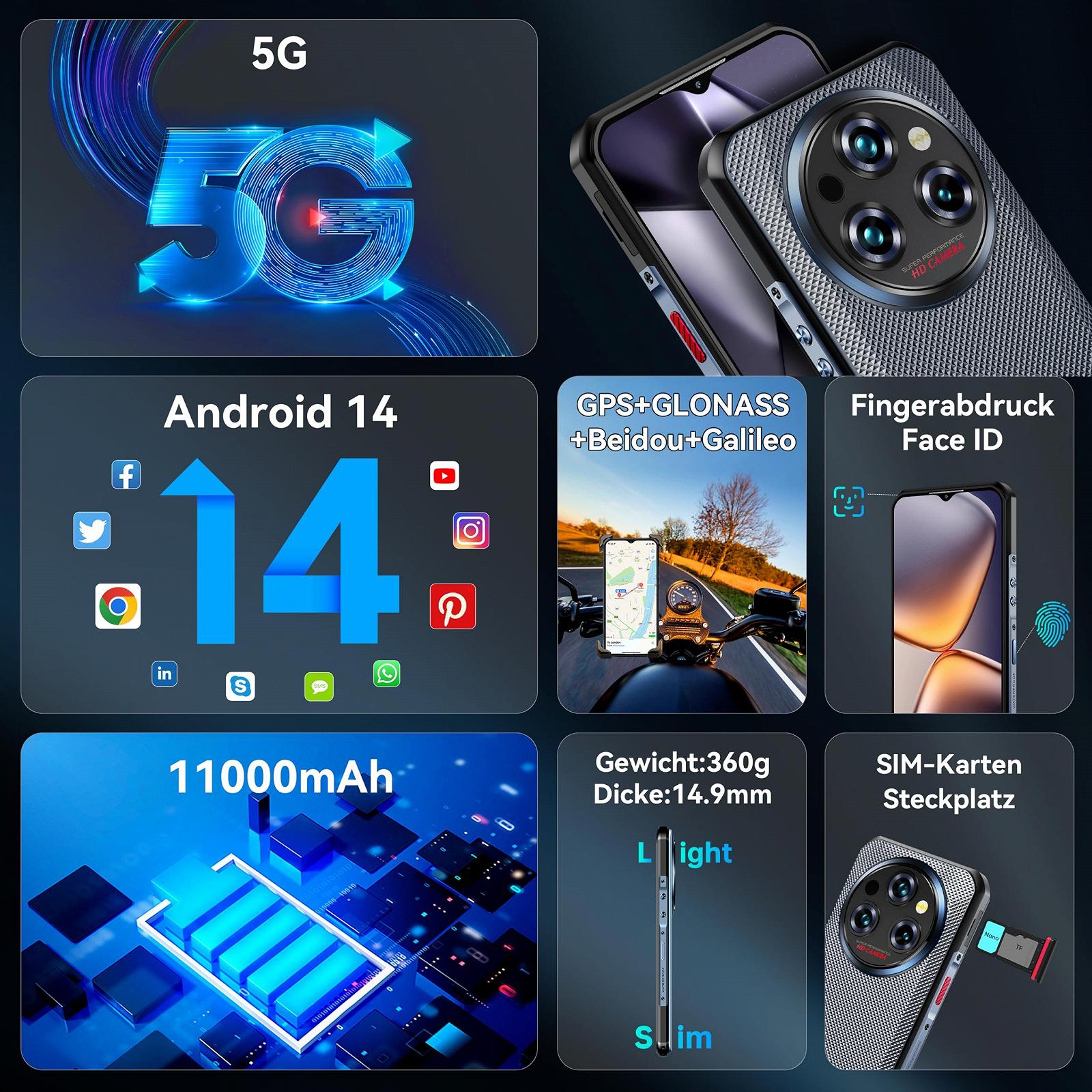 Защищенный смартфон Oukitel WP35 5G 24GB 256GB 11000 мАч 6.6", фото №8 Защищенный смартфон Oukitel WP35 5G 24GB 256GB 11000 мАч 6.6", фото №8