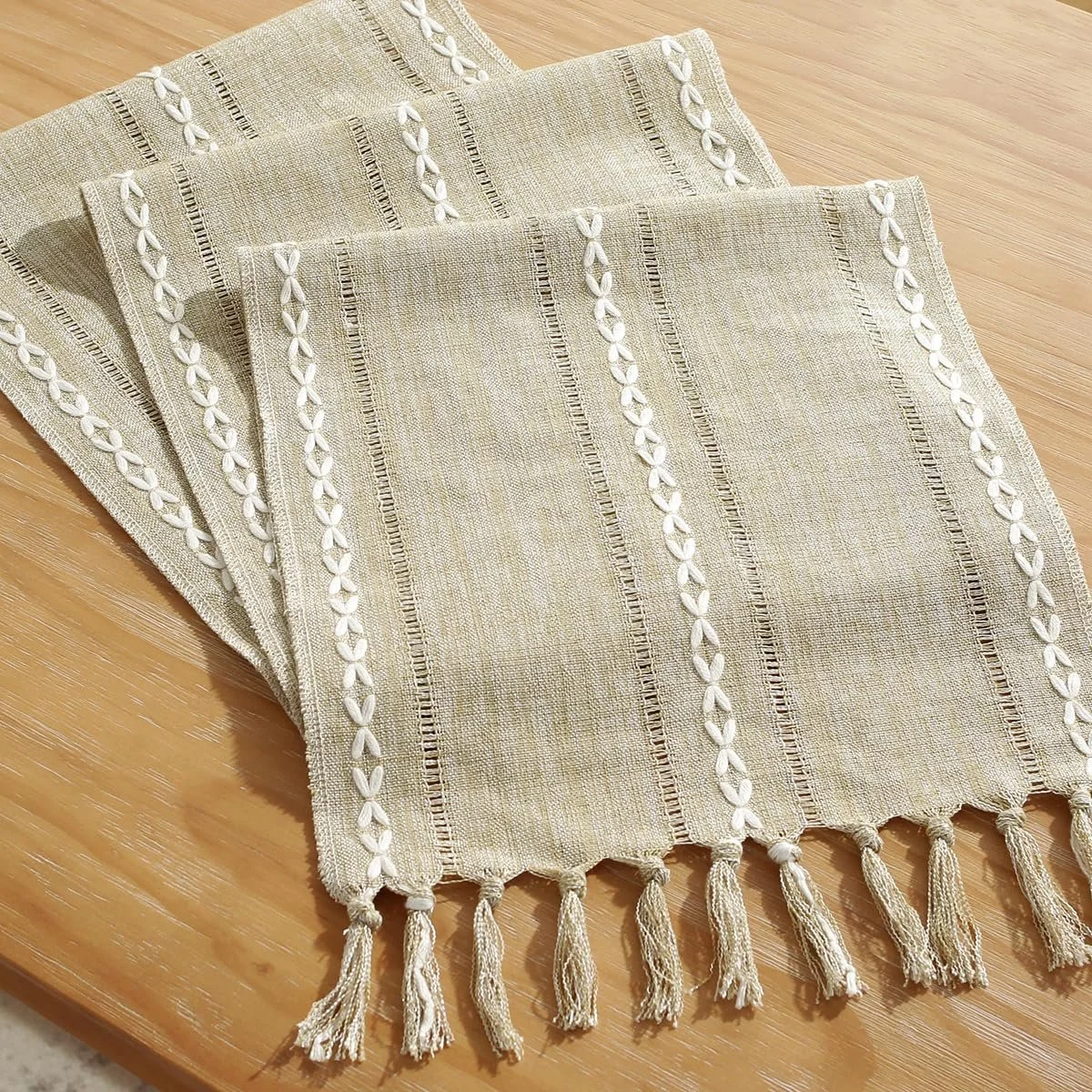 Ранер Wracra Hemstitch Cotton Linen 90 см Мигдально-жовтий, фото №3 Ранер Wracra Hemstitch Cotton Linen 90 см Мигдально-жовтий, фото №3