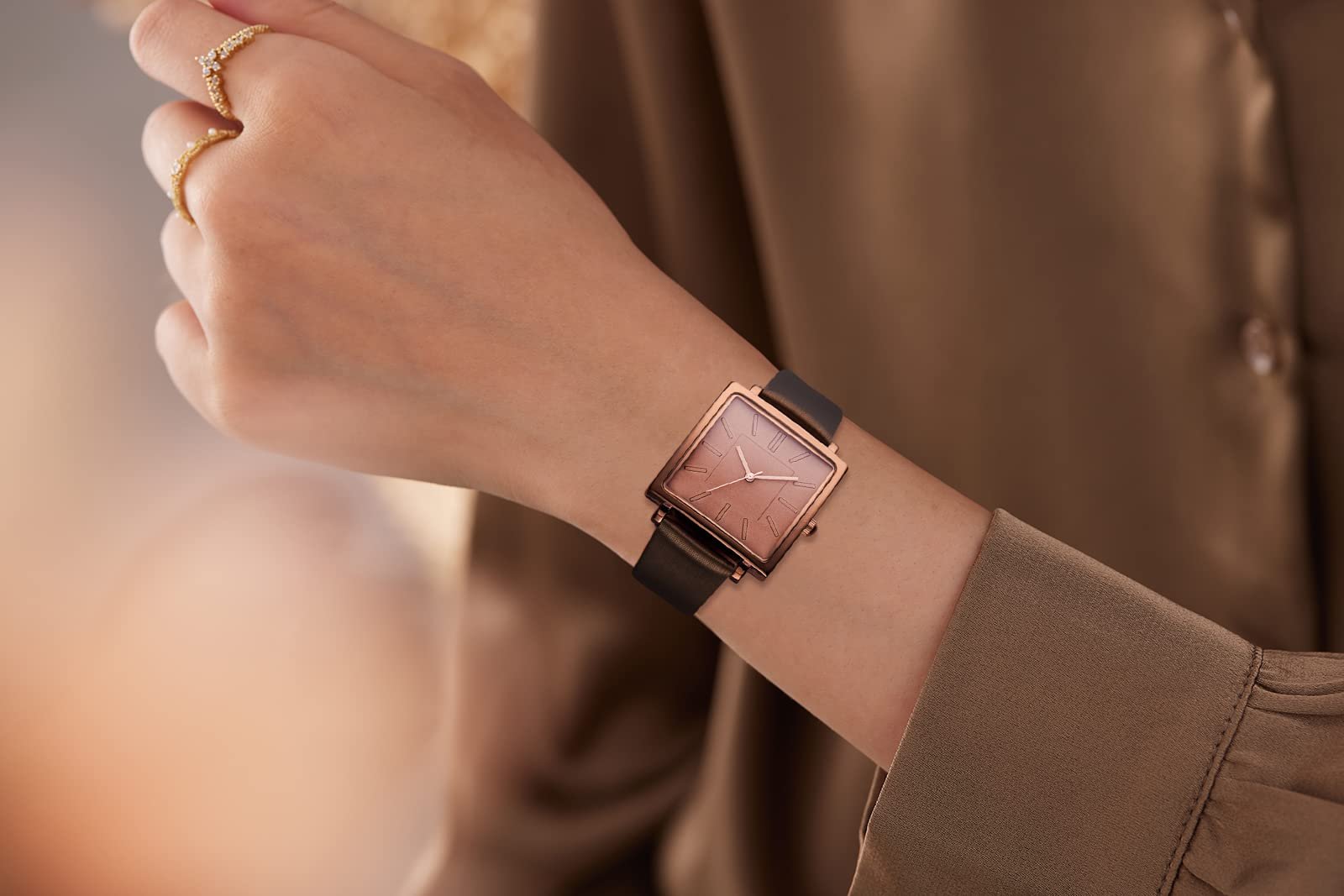 Годинник жіночий SURVAN WatchDesigner Кварцовий Круглий/Квадратний циферблат Сталь Шкіряний ремінець Водонепроникний, фото №4