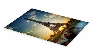 Постер Эйфелева башня и Мост Йена на Сене в Париже 20 x 30 см Синий synthetic.ua - Фото 1