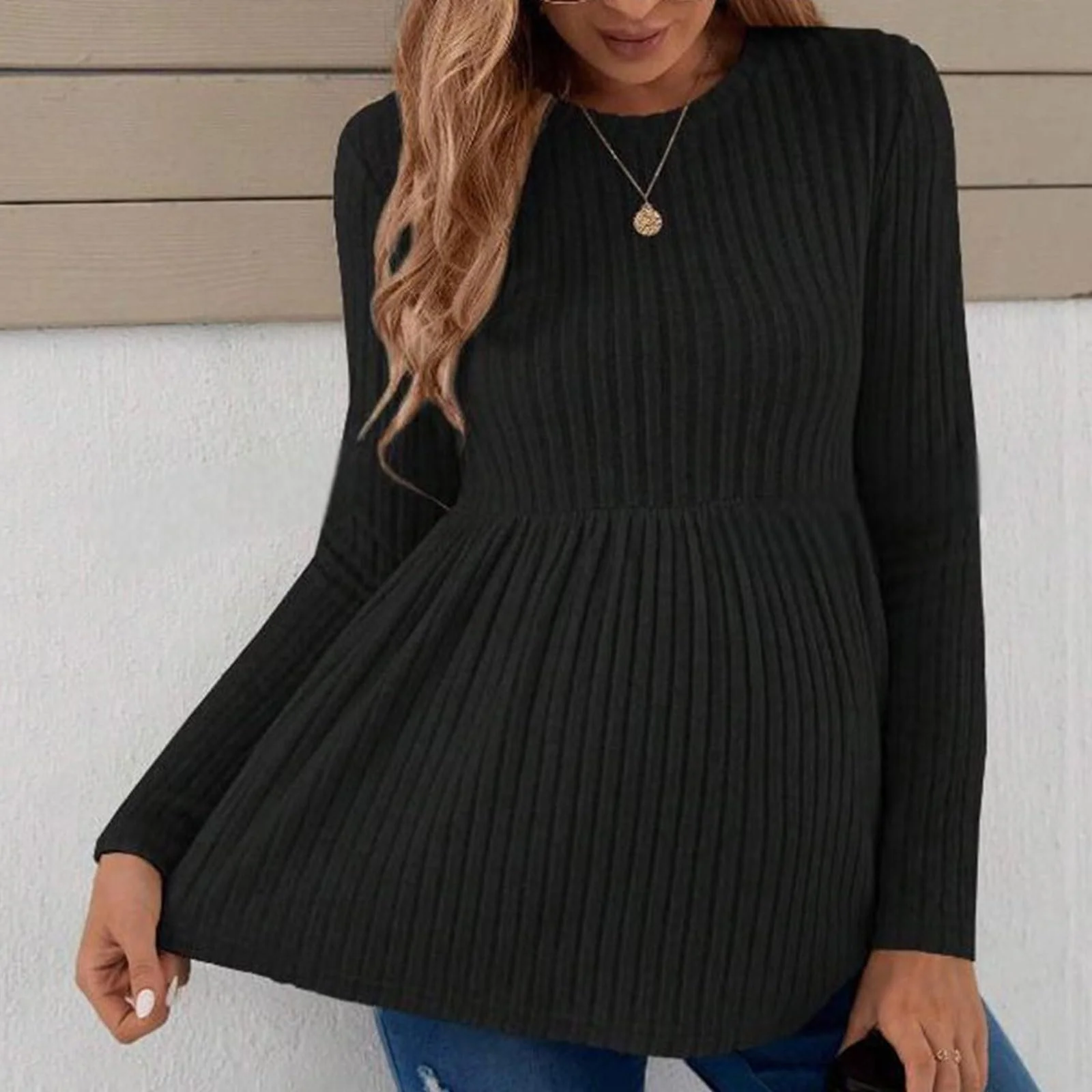 Свитшот Qzeanxy Женский, круглый вырез, однотонный, хлопковая смесь, с длинными рукавами, Oversized, фото №2