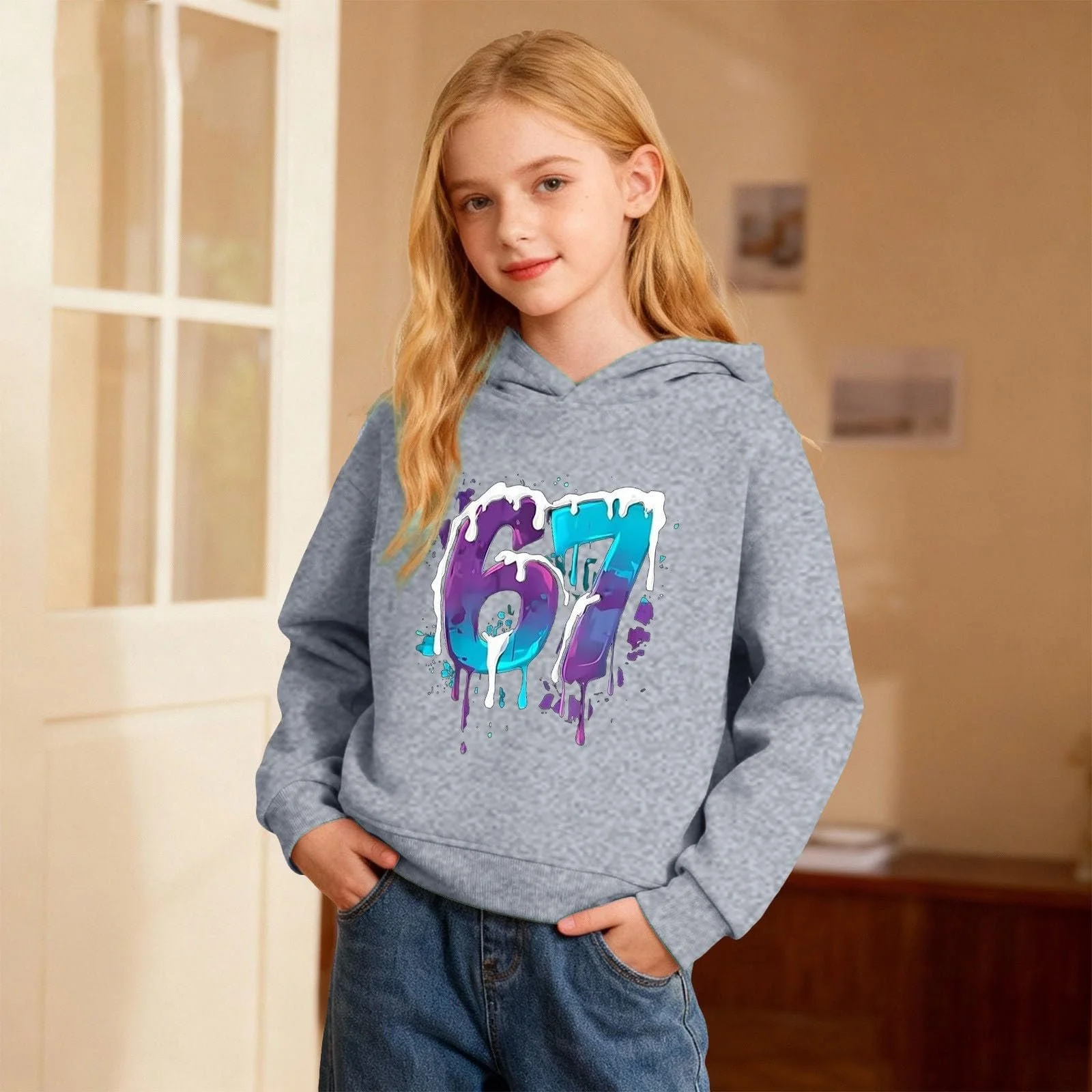 Худі 67 Cartoon-Druck З довгими рукавами, фото №4