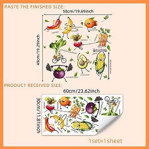Наклейка на стіну HGDESIGN Funny Vegetables Fruit для кухні та їдальні (A) synthetic.ua - Фото 1