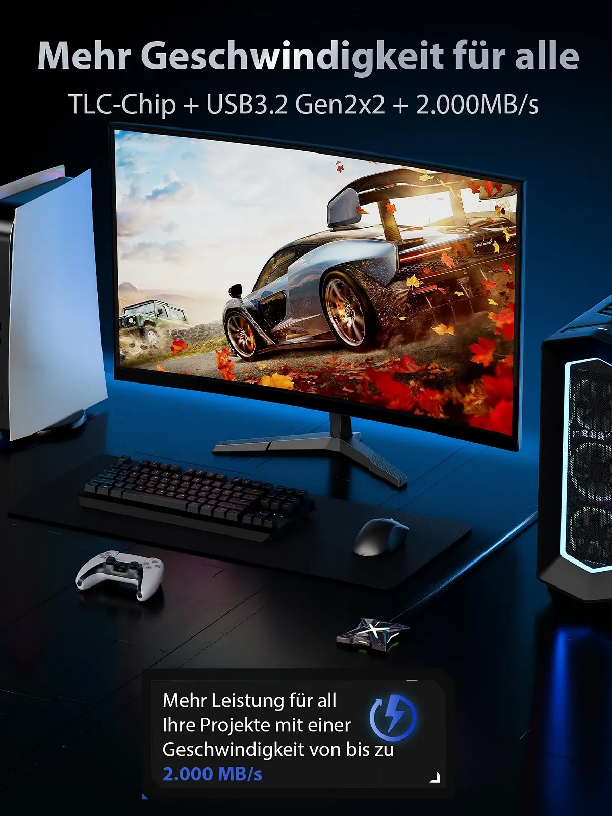 Внешний SSD-накопитель MOVE SPEED 2TB USB 3.2 Gen 2x2 Magnetic Attachment RGB Zinc Alloy, фото №5