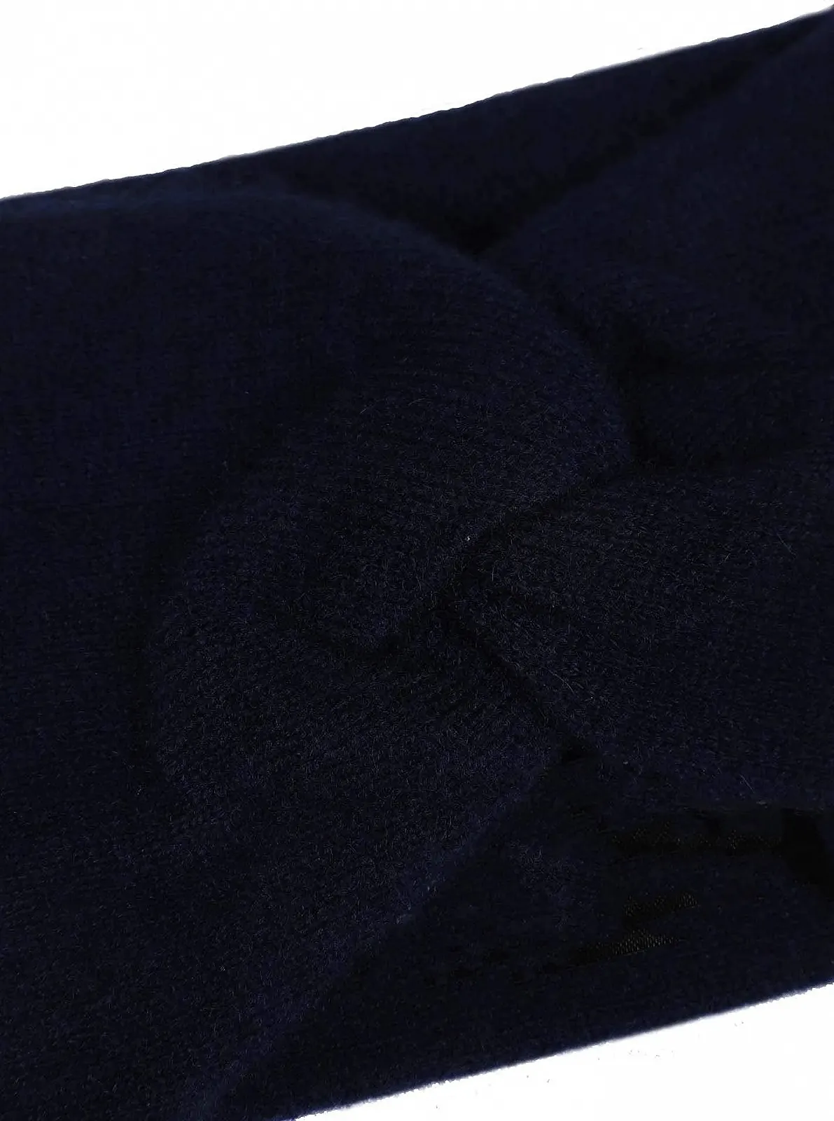 Пов'язка на голову Zwillingsherz 100% кашемір однотонна темно-синя, фото №4