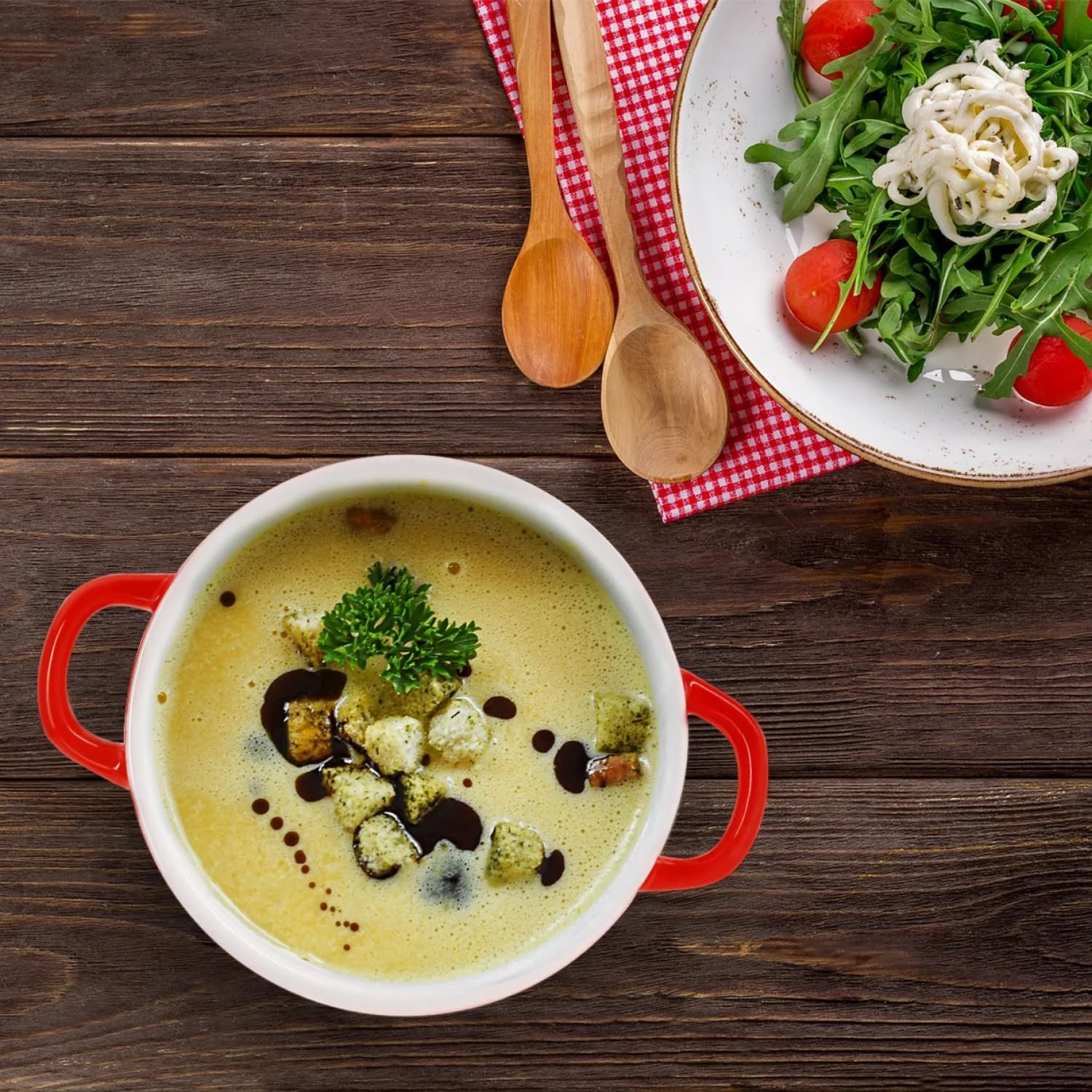 Формы для запекания com-four с керамической крышкой 250/175 мл 4 шт Оранжевые и красные, фото №3