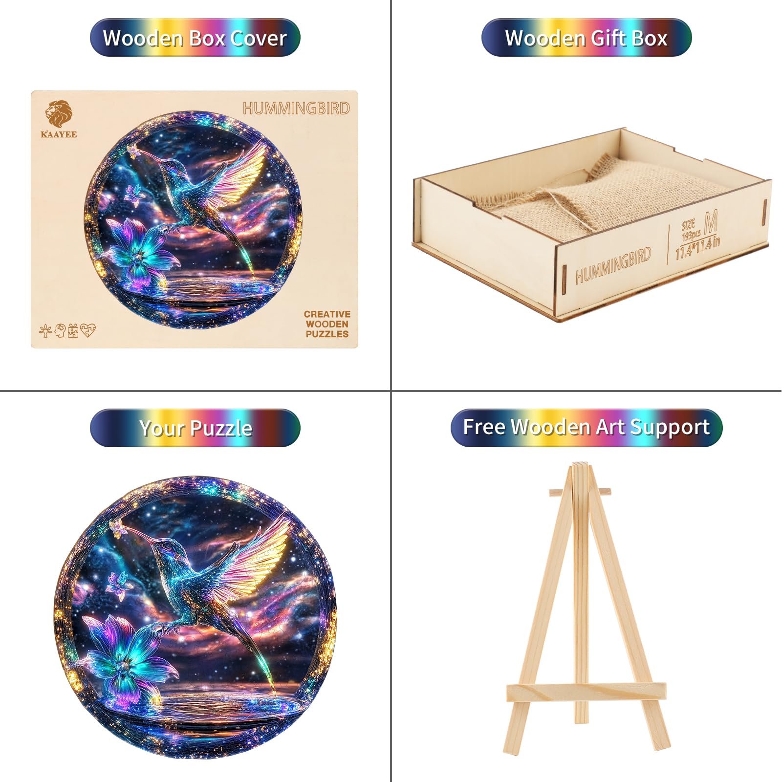 Дерев'яний пазл Hummingbird 295 деталей 34 x 34 см, фото №3