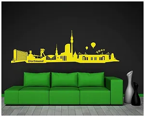 Наклейка на стіну Samunshi Скайлайн Дортмунда та стадіон 120 x 36 см Чорна synthetic.ua - Фото 1