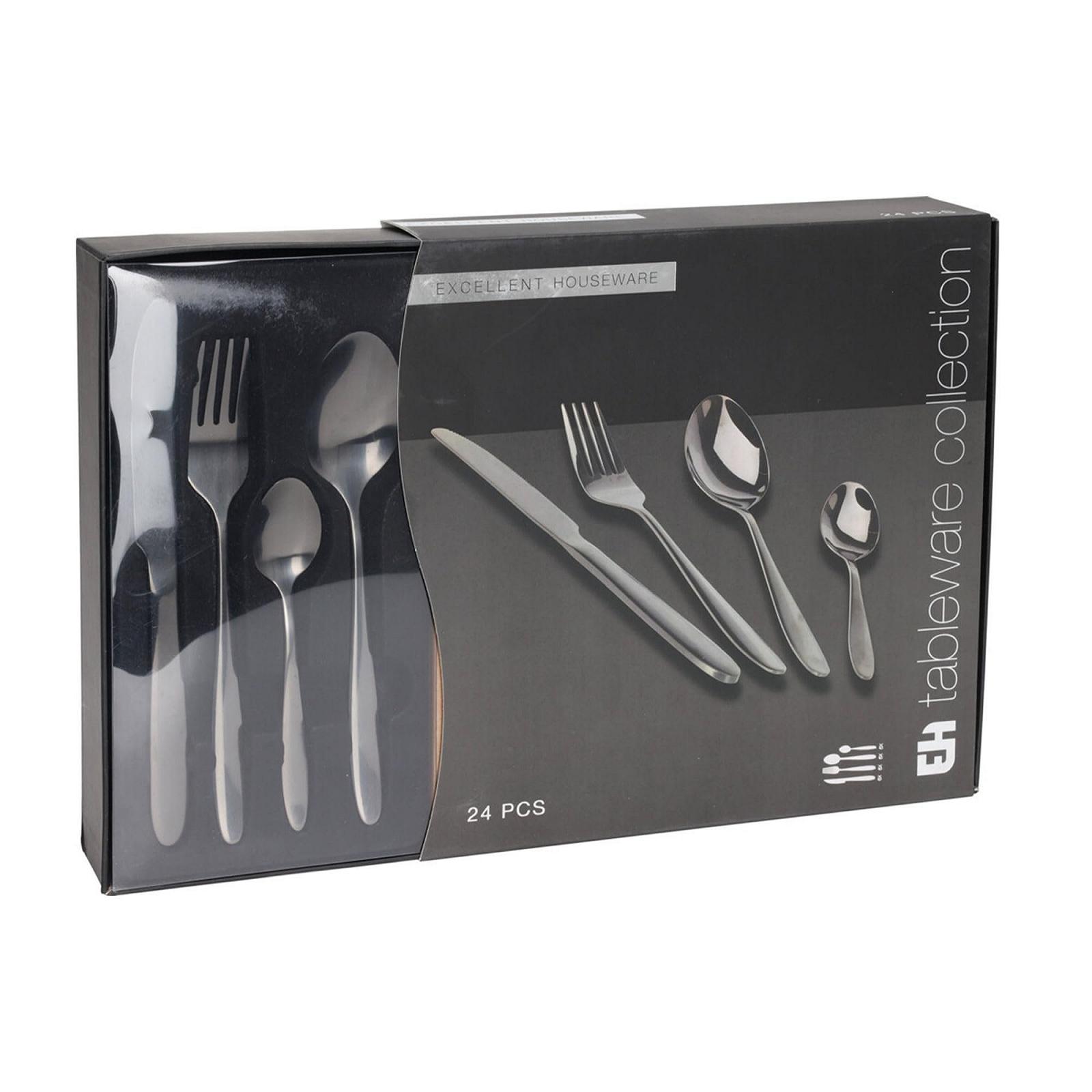 Набор столовых приборов Well Home 24 предмета нержавеющая сталь с черным покрытием, фото №6 Набор столовых приборов Well Home 24 предмета нержавеющая сталь с черным покрытием, фото №6