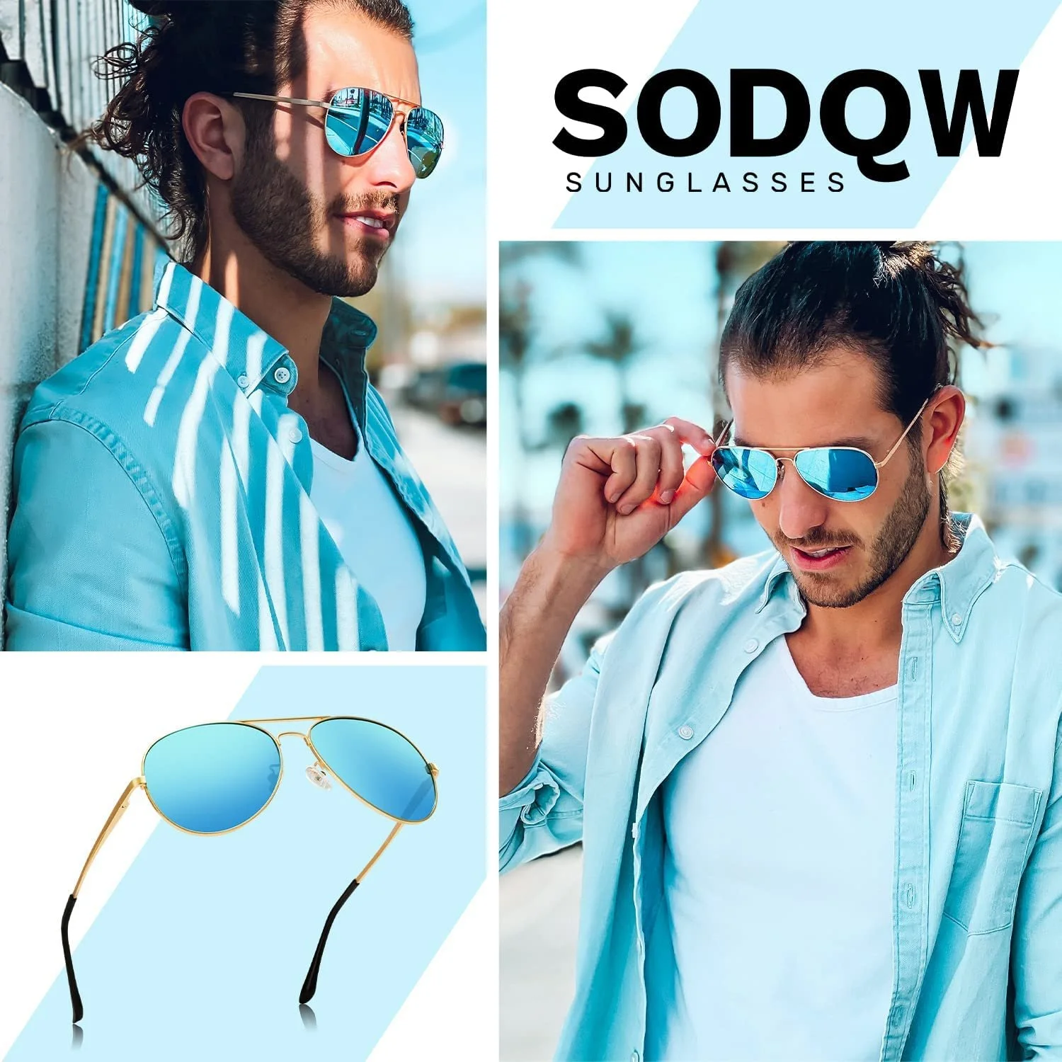 Авіатори SODQW Жіночі Сонцезахисні окуляри Дзеркальні Поляризовані Металева оправа, фото №2