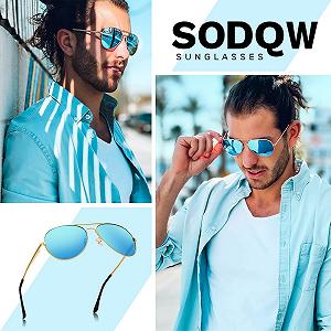 Авиаторы SODQW Женские Солнцезащитные очки Зеркальные Поляризованные Металлическая оправа synthetic.ua - Фото 1