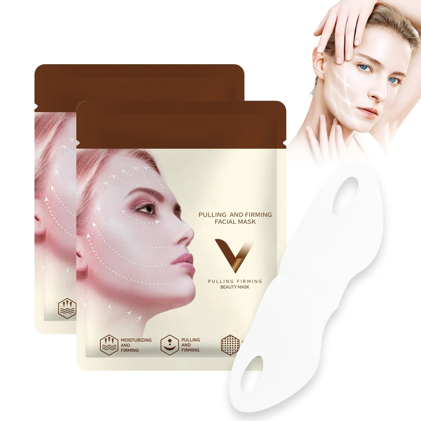 Маска для підтяжки V-лінії Чорний Чай, для зменшення подвійного підборіддя, фото №1